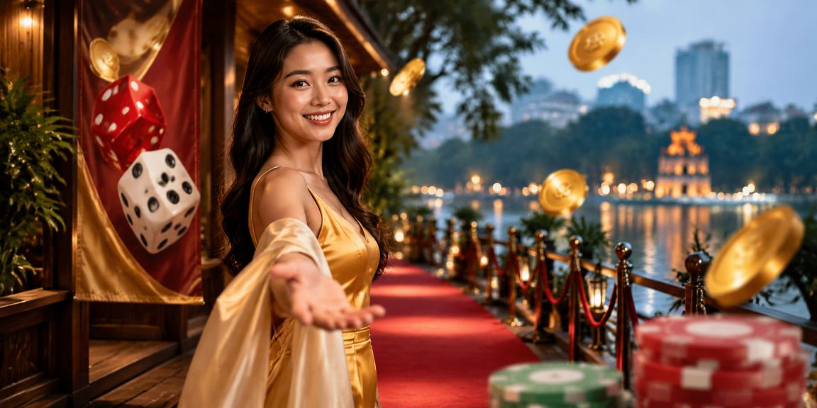 Không gian cà phê Hà Nội minh họa thao tác đăng nhập giải trí trên điện thoại